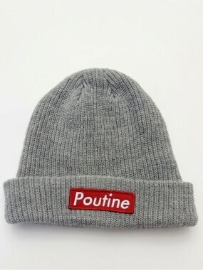 Main and Local TM Gray Beanie  Red "Poutine" Patch